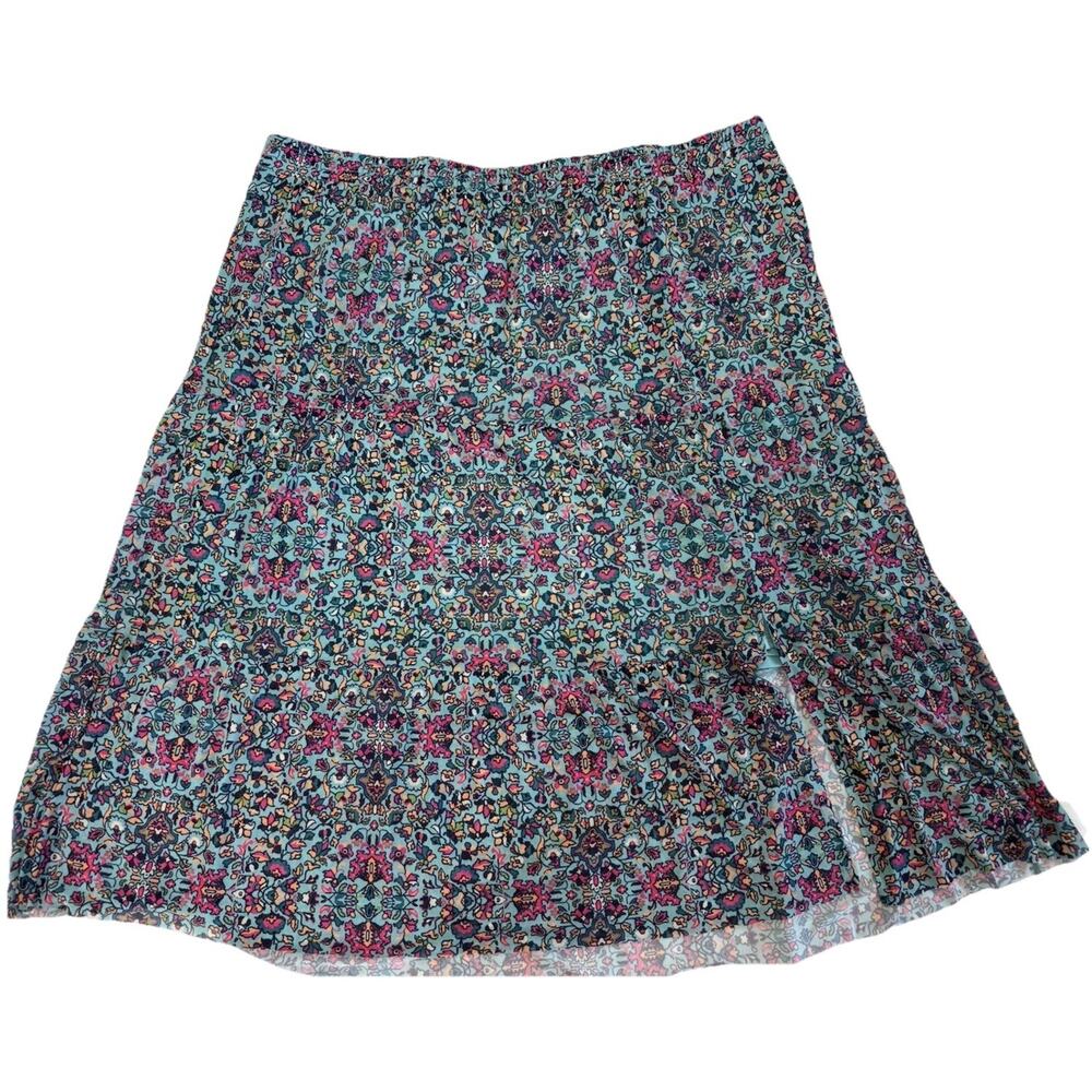 Canyon Retreat Plus Size 2X Long A-Line Skirt Floral Multicolor Lined
